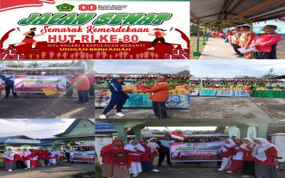 Meriahkan HUT Ke-80 RI, MTsN 2 Kepulauan Meranti Gelar Jalan Santai Sehat Berhadiah